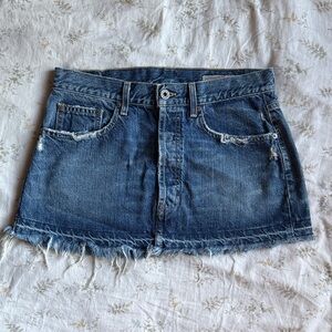 Made in the USA denim distressed mini skirt size 27 great condition